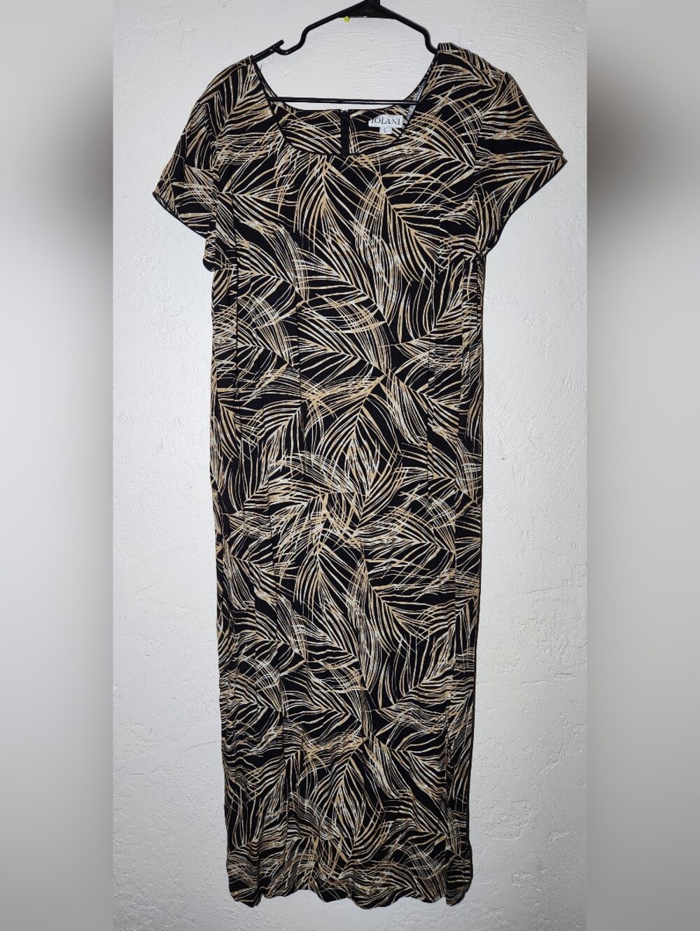 Iolani Hawaiian Islands Womens Size L Leaf-Print Sheath Maxi Dress